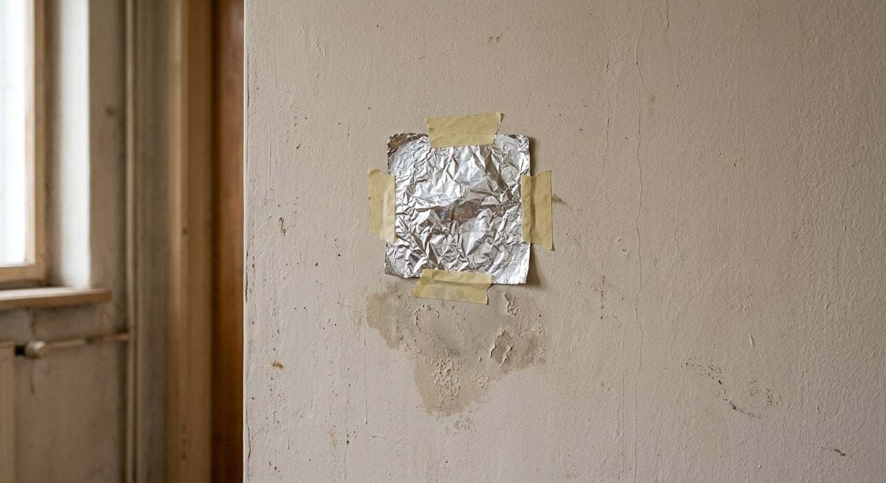El papel de aluminio revela si la humedad está dentro de la pared