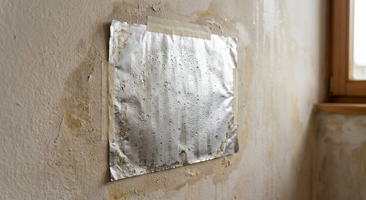 El papel de aluminio revela si la humedad está dentro de la pared